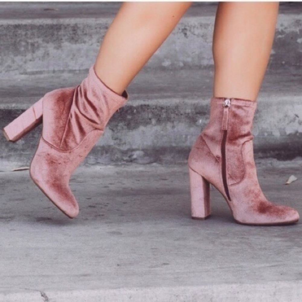 Pink Velvet Steve Madden Booties